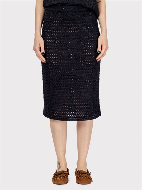 Pencil skirt in striped cotton ribbon with brilliant sequins FABIANA FILIPPI | GND275F788L3535146